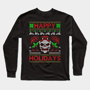 Biker Skull Christmas Long Sleeve T-Shirt